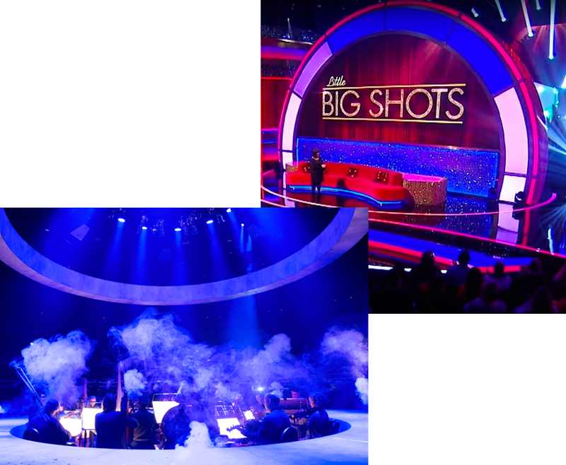 Overlapping Images of Revolving Stage being showcased on tv